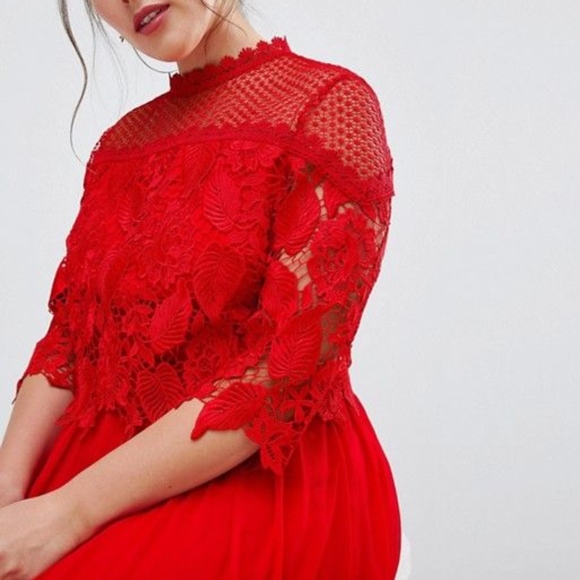 little mistress red pleated dress